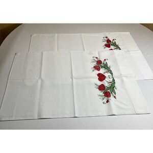 Thomaston Mills Vintage Pillowcase Set of 2 Embroidered Standard Cottagecore